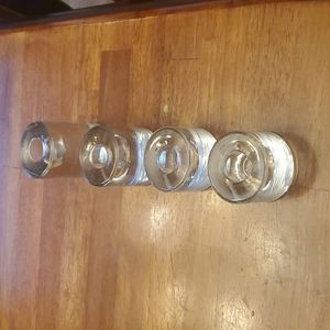 Set of 4 Thick Heavy Clear Glass Candle Stick Holders Graduating Sizes